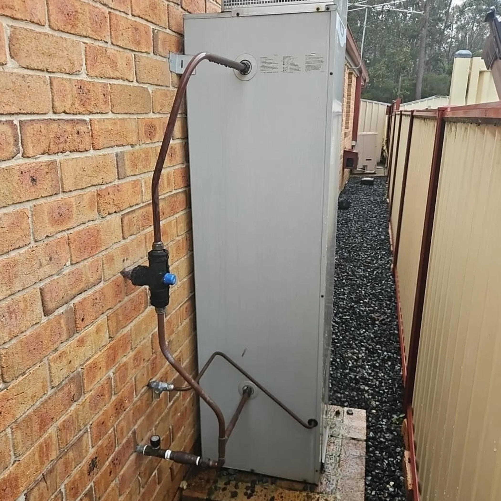 hot water system unit close-up